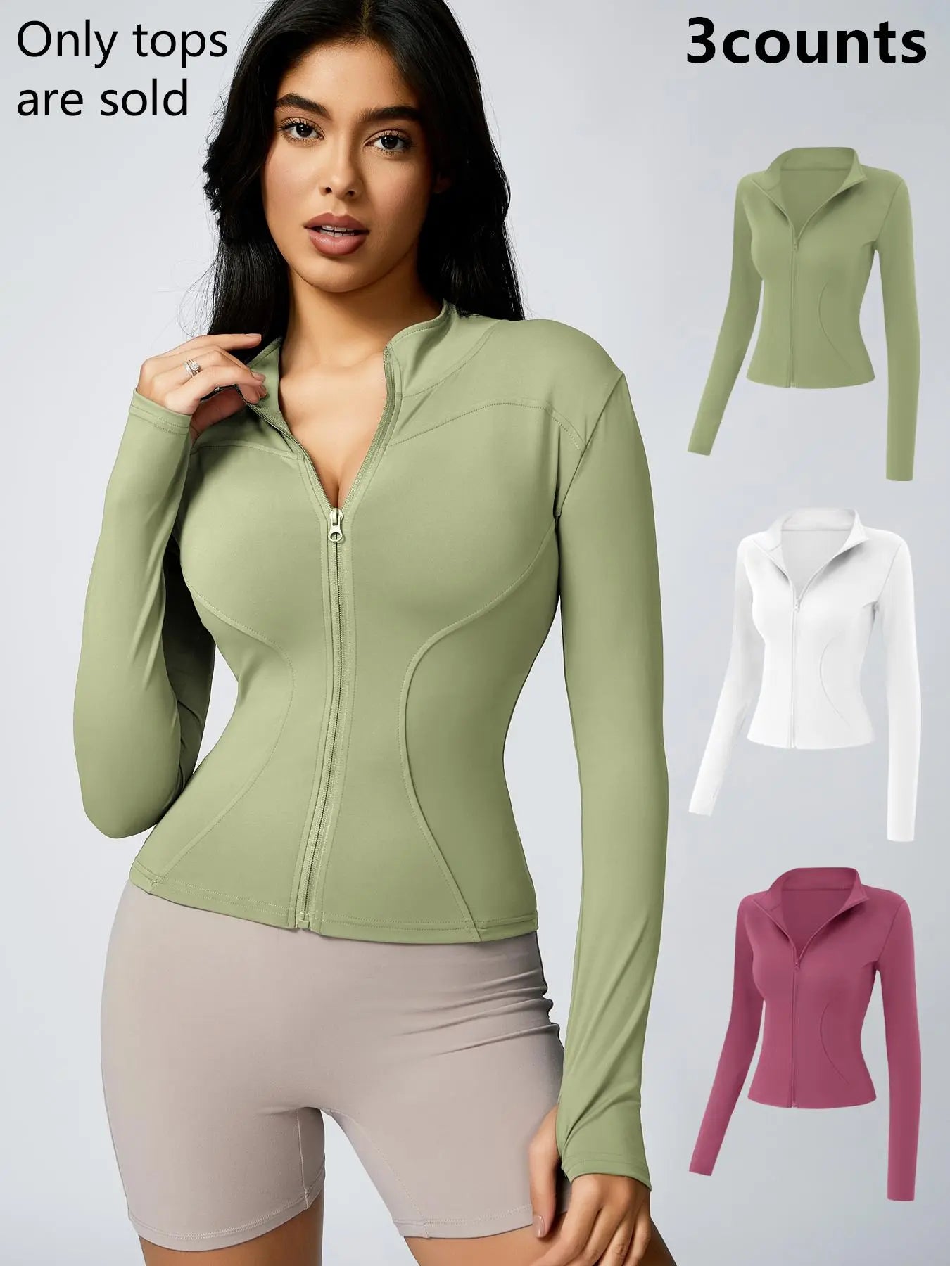 Women'S Zip up Sports Jacket, Tight Long Sleeve Yoga Jacket Top, Ladies' Sportswear for Spring Indoor Outdoor Wear, Athletic Jackets, Zippered Jacket, Sports Outerwear