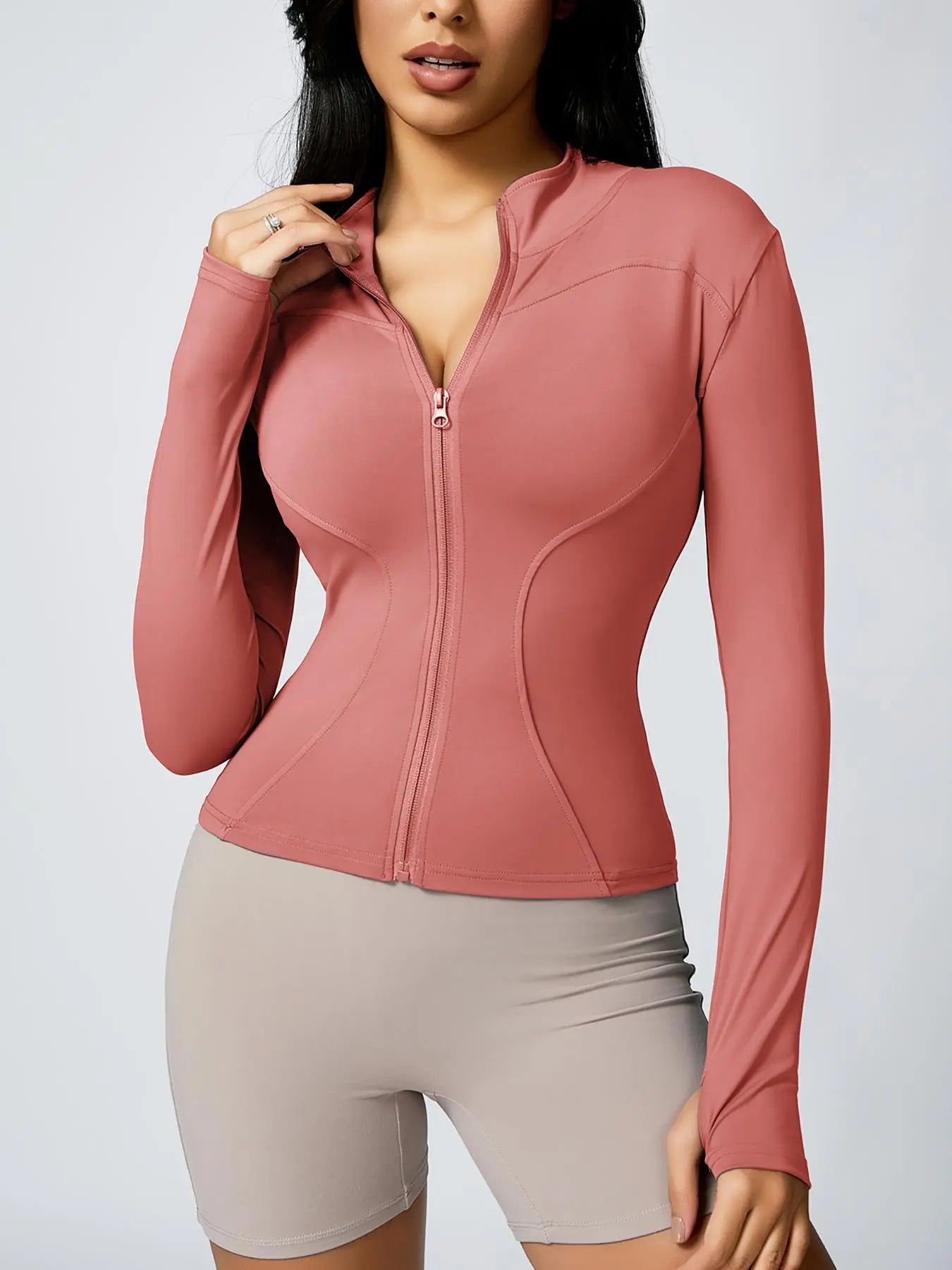 Women'S Zip up Sports Jacket, Tight Long Sleeve Yoga Jacket Top, Ladies' Sportswear for Spring Indoor Outdoor Wear, Athletic Jackets, Zippered Jacket, Sports Outerwear
