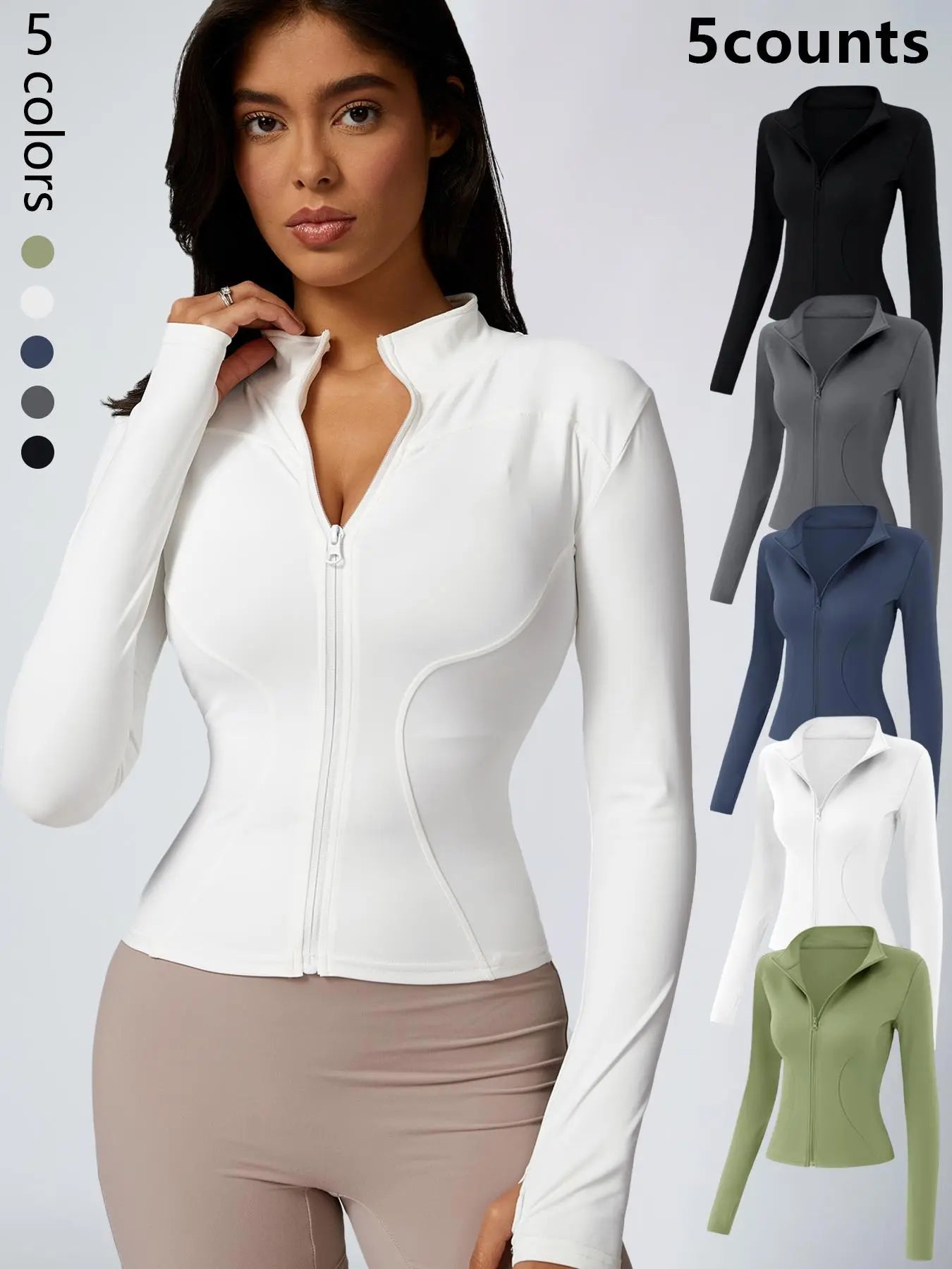 Women'S Zip up Sports Jacket, Tight Long Sleeve Yoga Jacket Top, Ladies' Sportswear for Spring Indoor Outdoor Wear, Athletic Jackets, Zippered Jacket, Sports Outerwear