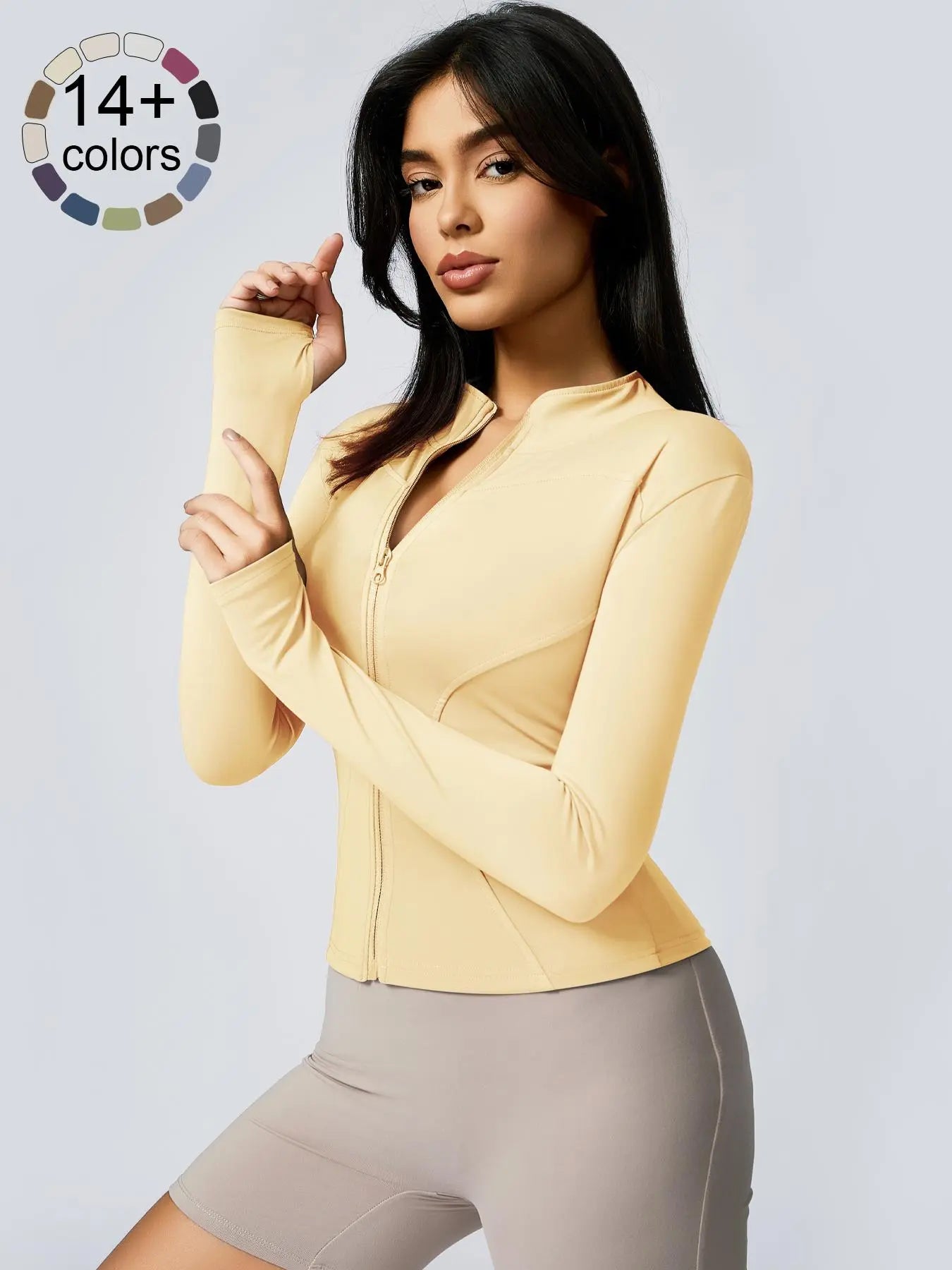 Women'S Zip up Sports Jacket, Tight Long Sleeve Yoga Jacket Top, Ladies' Sportswear for Spring Indoor Outdoor Wear, Athletic Jackets, Zippered Jacket, Sports Outerwear