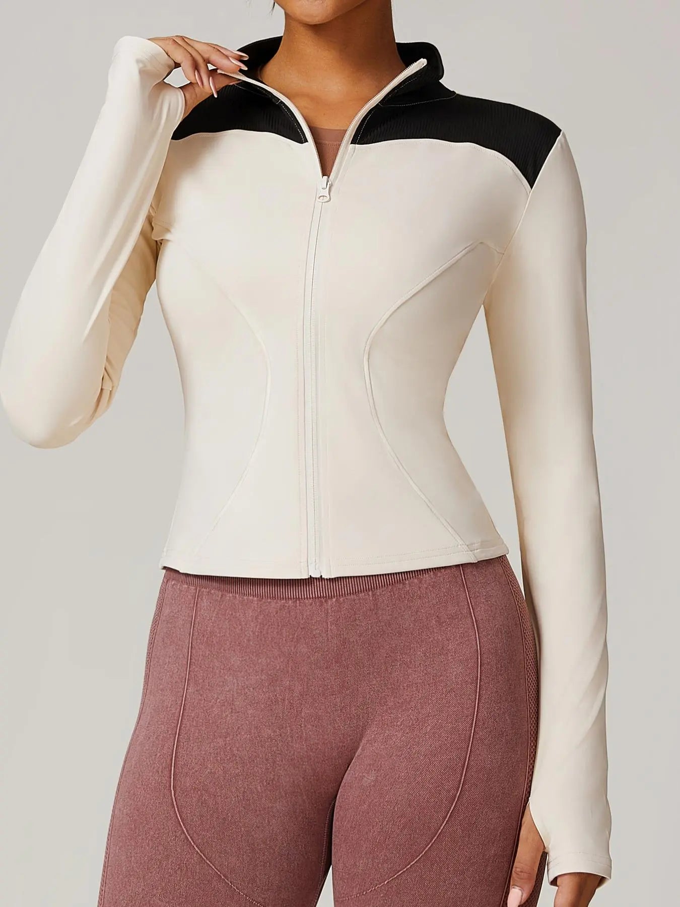 Women'S Zip up Sports Jacket, Tight Long Sleeve Yoga Jacket Top, Ladies' Sportswear for Spring Indoor Outdoor Wear, Athletic Jackets, Zippered Jacket, Sports Outerwear