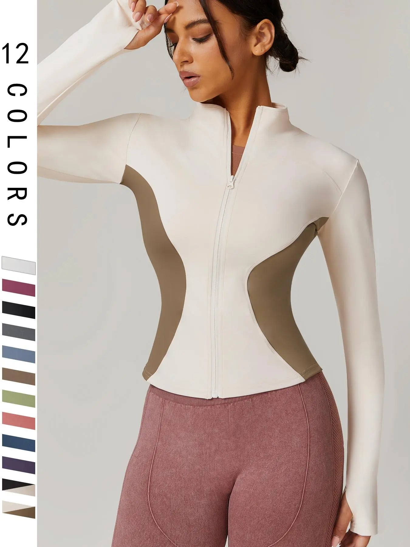Women'S Zip up Sports Jacket, Tight Long Sleeve Yoga Jacket Top, Ladies' Sportswear for Spring Indoor Outdoor Wear, Athletic Jackets, Zippered Jacket, Sports Outerwear