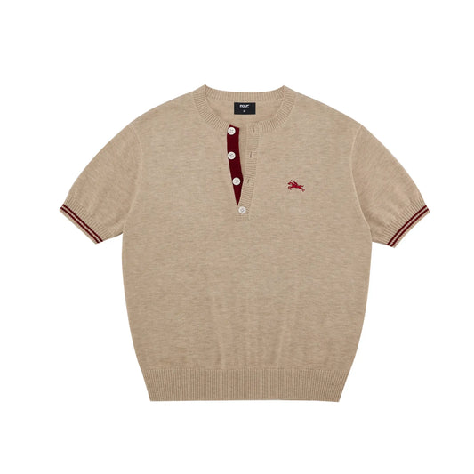PCLP Embroidered Neckline Knitted Short-Sleeve Summer Casual Loose Couple Trendy Fashion T-Shirt for Men and Women Oversized Tshirt Women Graphic Tee Vintage Clothing Trendy T-Shirts Top Crewneck