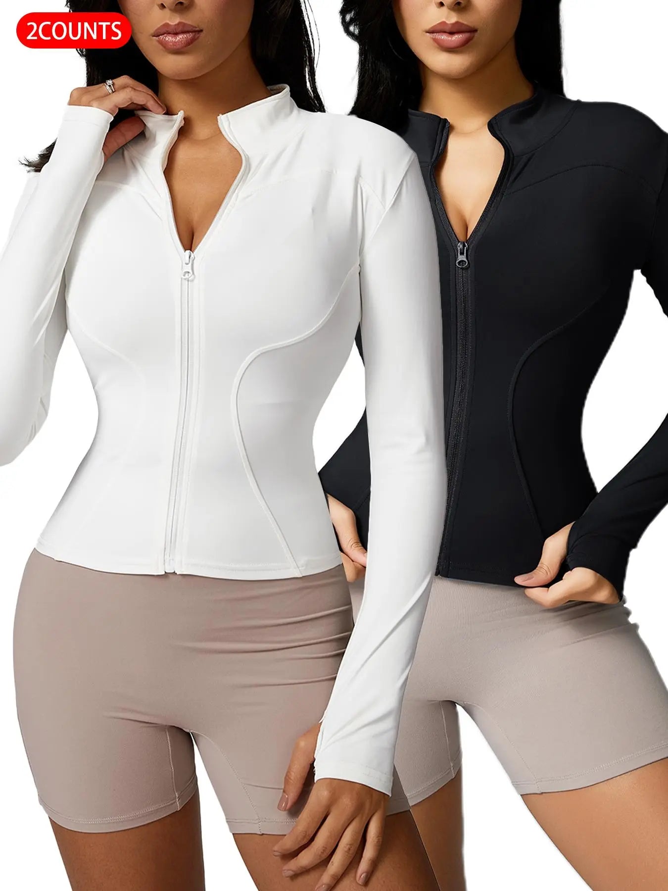 Women'S Zip up Sports Jacket, Tight Long Sleeve Yoga Jacket Top, Ladies' Sportswear for Spring Indoor Outdoor Wear, Athletic Jackets, Zippered Jacket, Sports Outerwear