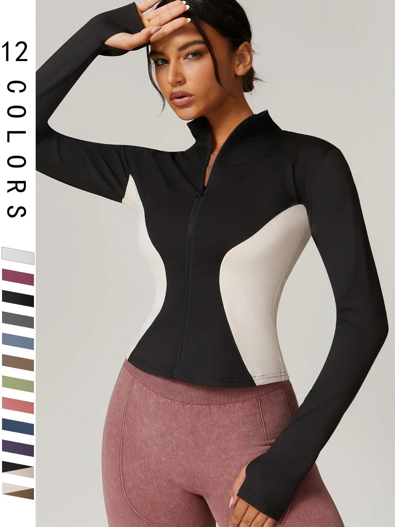 Women'S Zip up Sports Jacket, Tight Long Sleeve Yoga Jacket Top, Ladies' Sportswear for Spring Indoor Outdoor Wear, Athletic Jackets, Zippered Jacket, Sports Outerwear