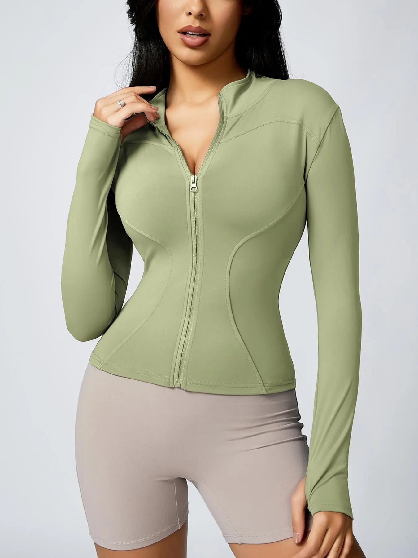 Women'S Zip up Sports Jacket, Tight Long Sleeve Yoga Jacket Top, Ladies' Sportswear for Spring Indoor Outdoor Wear, Athletic Jackets, Zippered Jacket, Sports Outerwear