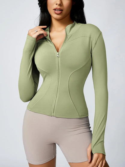 Women'S Zip up Sports Jacket, Tight Long Sleeve Yoga Jacket Top, Ladies' Sportswear for Spring Indoor Outdoor Wear, Athletic Jackets, Zippered Jacket, Sports Outerwear