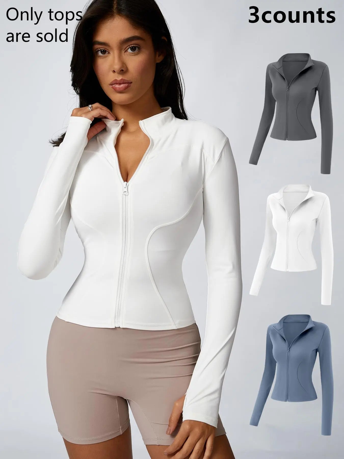 Women'S Zip up Sports Jacket, Tight Long Sleeve Yoga Jacket Top, Ladies' Sportswear for Spring Indoor Outdoor Wear, Athletic Jackets, Zippered Jacket, Sports Outerwear