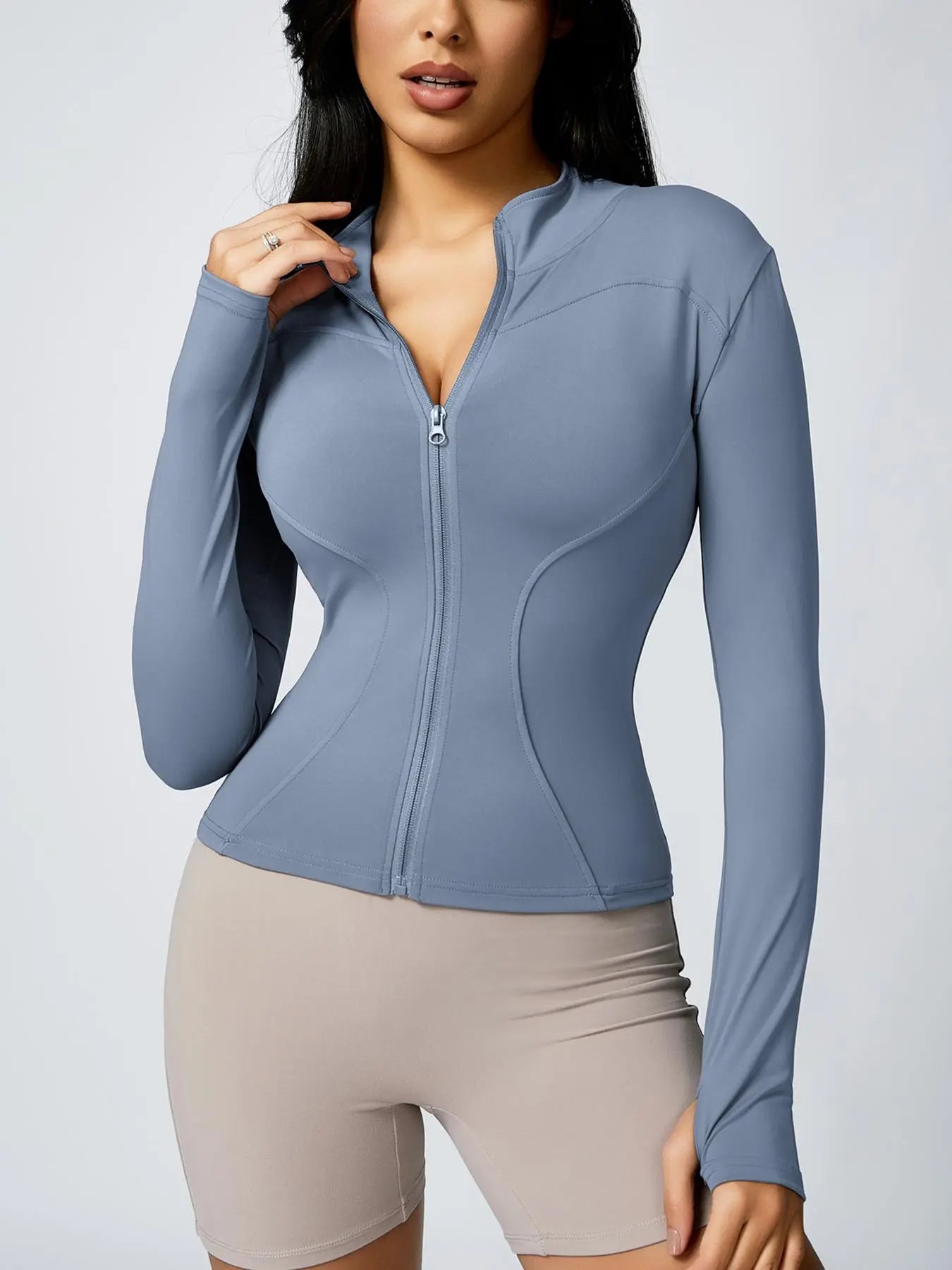 Women'S Zip up Sports Jacket, Tight Long Sleeve Yoga Jacket Top, Ladies' Sportswear for Spring Indoor Outdoor Wear, Athletic Jackets, Zippered Jacket, Sports Outerwear